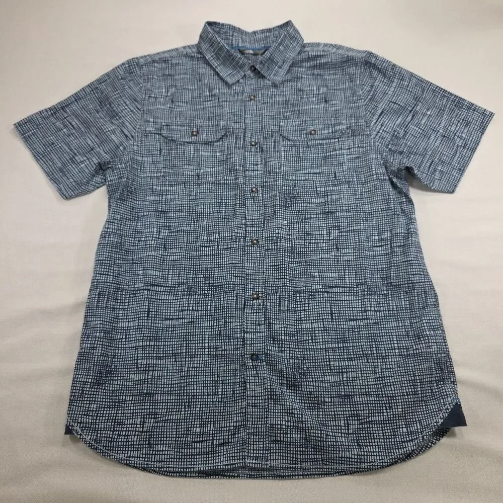 The North Face, Short Sleeve Button up Shirt, Geometric grid pattern, size Large